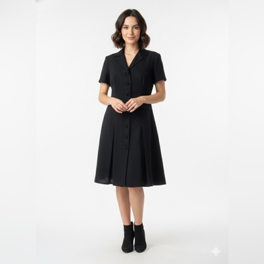 Warren Petites Chic Black Button-Up Mini Dress Sz 4